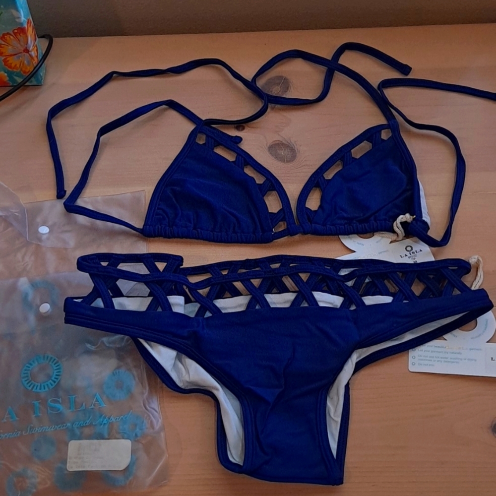 La Isla Bronco blue bikini, size M